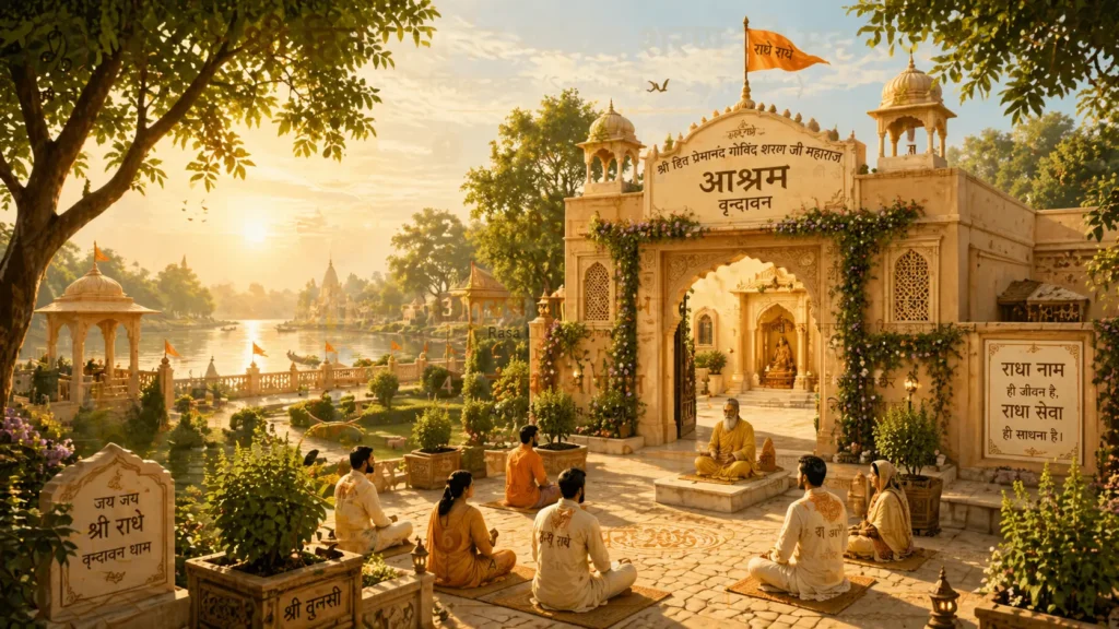 श्री हित राधा केलि कुंज आश्रम वृंदावन - प्रेमानंद जी महाराज का आश्रम illustration